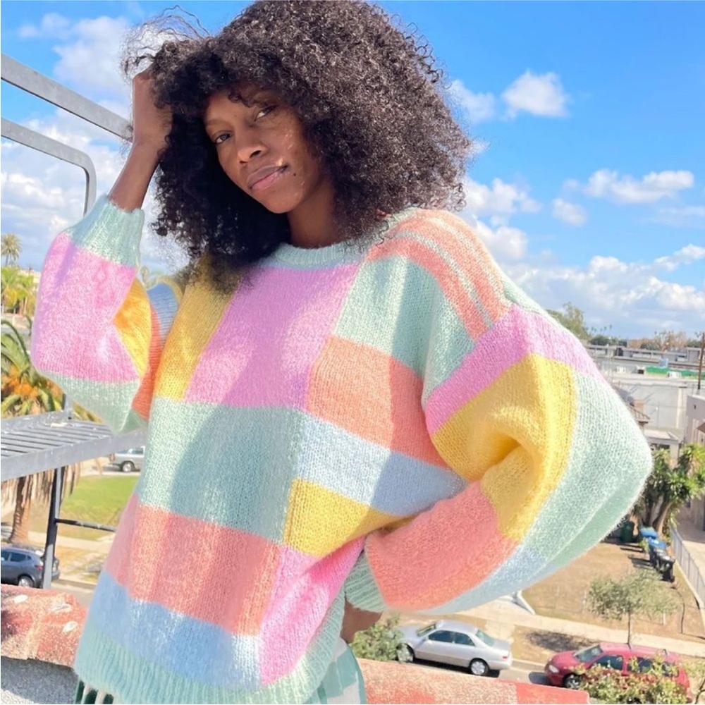 Lisa Says Gah Pastel Block Helen Sweater